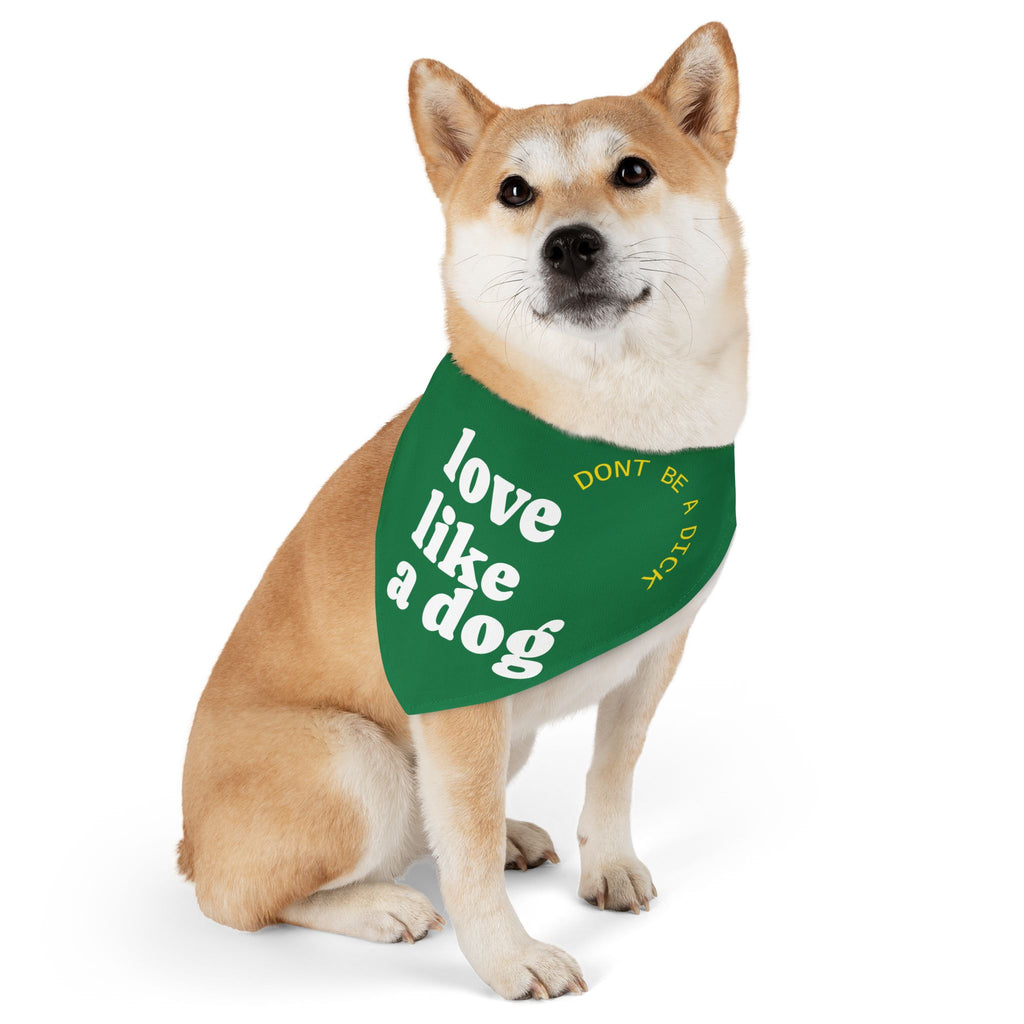Pet Bandana — "Love Like a Dog" Green Collar Bandana