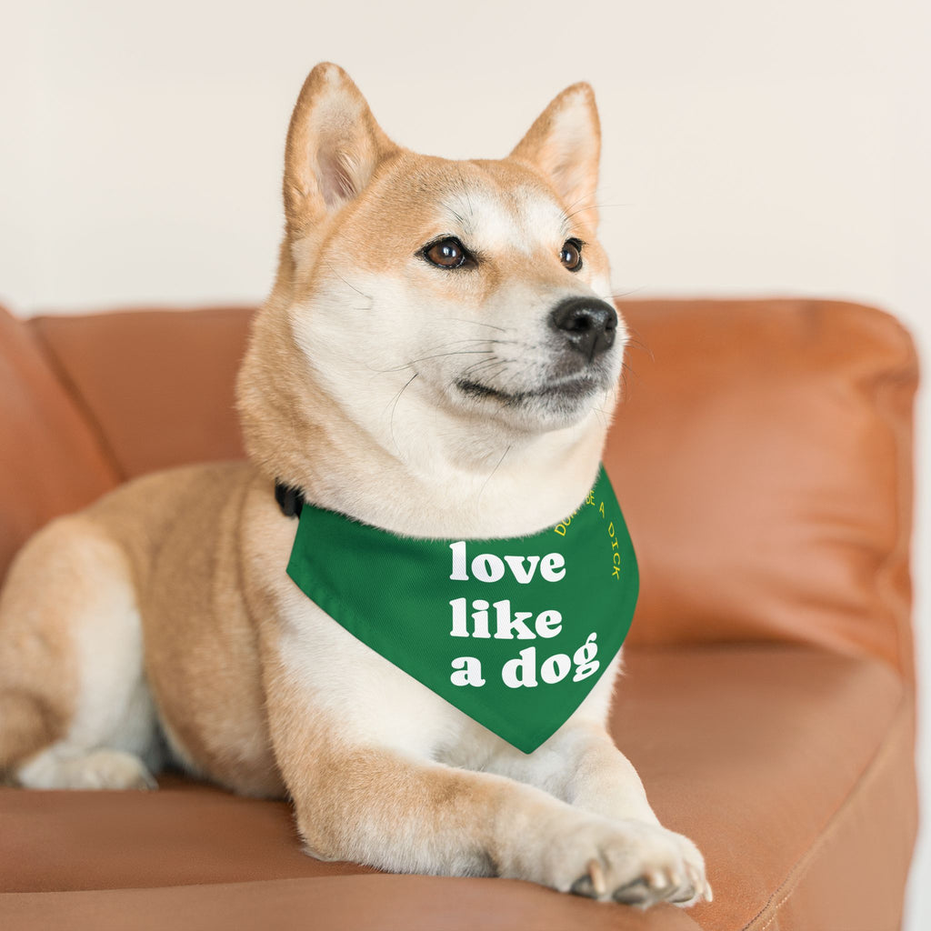 Pet Bandana — "Love Like a Dog" Green Collar Bandana