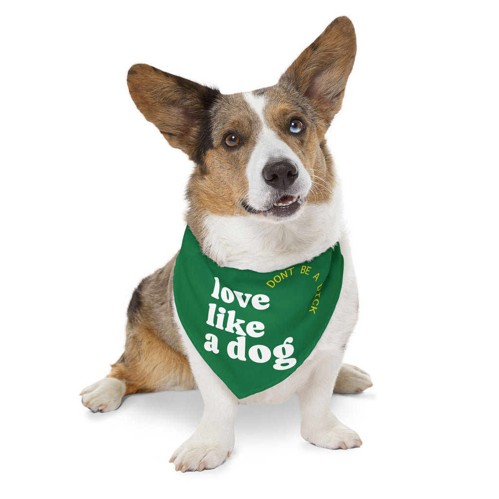 Pet Bandana — "Love Like a Dog" Green Collar Bandana